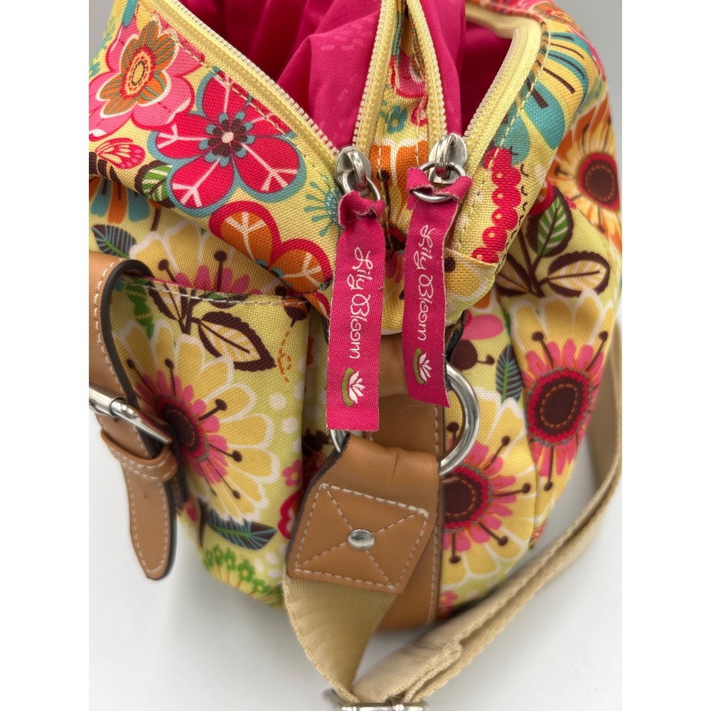 Lily Bloom Floral Honey Bee Crossbody Bag Karma Canvas Yellow Multi Hobo Purse - Picture 6 of 8